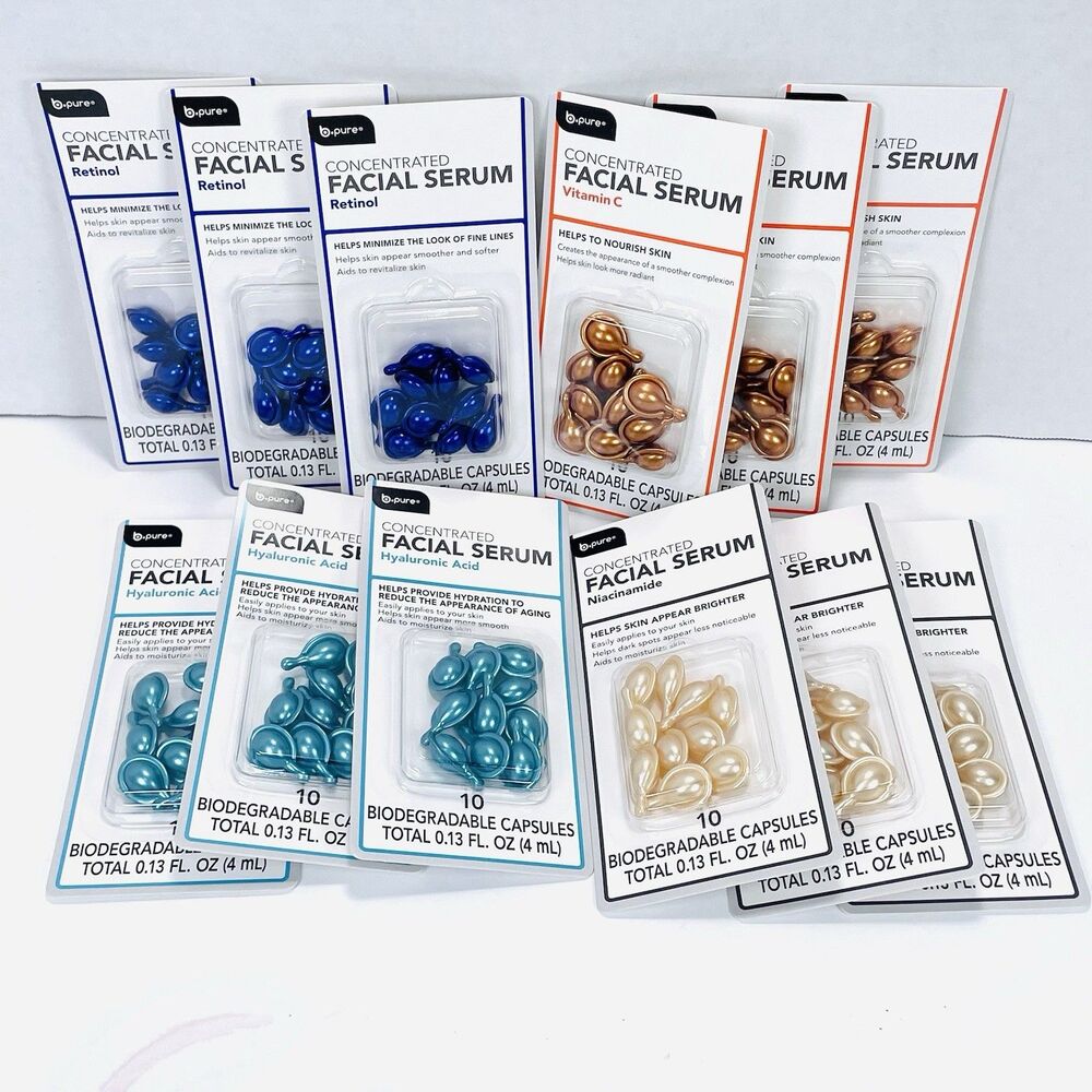 B-Pure Concentrated Facial Serum Capsules 120 Count Retinol Hyaluronic Acid ++
